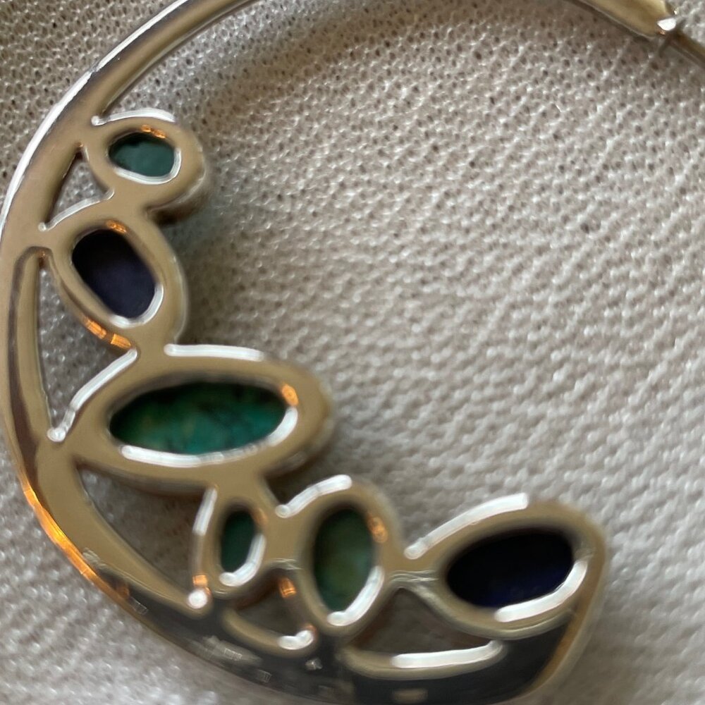 Barse Turquoise, Lapis and Green Glass necklace, bracelet and earrings set - Picture 7 of 16